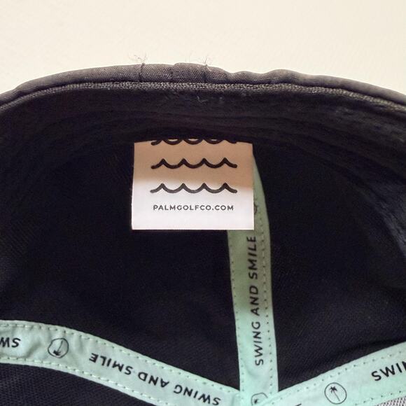 Palm Golf Co Hat Cap Snap Back Mens Black Golf Patch Logo Swing And Smile - Picture 6 of 8